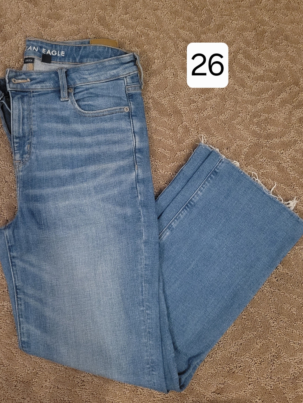 American Eagle Outfitters Light Blue Cropped Straight Jeans Size 10 LONG